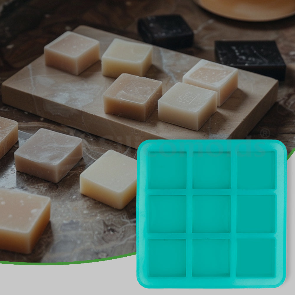 SILICOMOLDS - 75gms – Square Shape - 9 Cavities Silicone Soap Mold-URP029SM